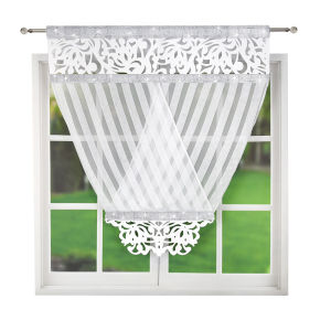 1PC Hollow Cutout Sheer Curtain With Silver Trim Light Filtering For Cafe Kitchen And Living Room Lovely Housewarming Gift