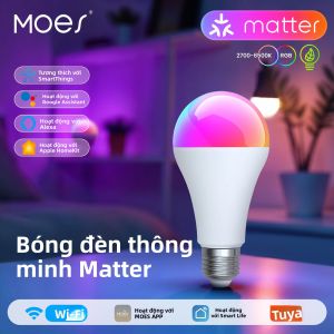 MOES Tuya WIFI Bóng Đèn LED Thông Minh E27 Có Thể Điều Chỉnh Độ Sáng 14W RGB C+W Chuyển Đổi Màu Sắc 2700K-6500K Với Ứng Dụng Thông Minh Alexa Google Điều Khiển Ứng Dụng Thông Minh