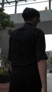 HB Men Jewelry DORE Black Rectangle Pendant Silver Box Chain Necklace for Men Non Tarnish Hypoallergenic Non Fading Elegant Minimalist Everyday Wear Fashion Jewelry Stylish Necklace