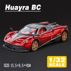 LEO 1:32 Pagani Huayra BC Supercar Metal Alloy Toys Car Model Diecast Vehicle For Boys Kids Simulation Sound Light Effect Gift Hobbies Collection
