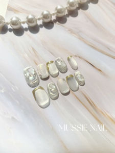 M·S Studio Shell Cats Eye Handmade Short White Enhancing Versatile Wearable Nail Tips Bright Color Series Chinese Origin