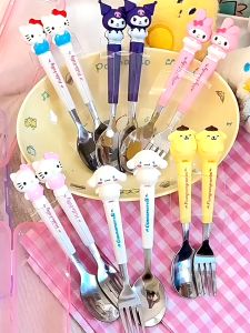 Set Sendok Garpu Sanrio Kuromi Cinnamoroll Melody FREE CASE Karakter Sanrio Stailess Stell Kado Souvenir Ulang Tahun Goodiebag Lucu