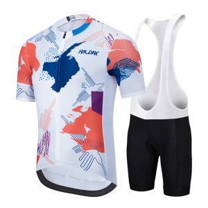 RAUDAX Mens Cycling Set Summer Cycling Jersey Bib Shorts Kits Road Bike Clothes Bicycle Clothing Riding Maillot