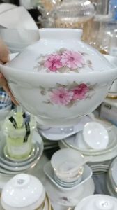 (Bao bù đổ vỡ) Bát tô có nắp sứ Chuan Kuo cao cấp họa tiết hoa hồng/ Tô úp mì