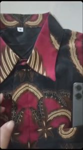 Kemeja Batik Pria Lengan Panjang Lafis Furing Motif Ironman Merah Kualitas Premium konveksi Sendiri bisa grosir maupun ecer