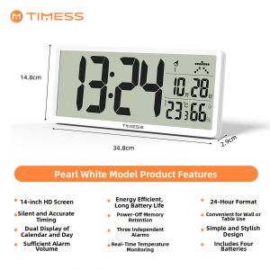 TIMESS | Silent Atomic Wall Clock with Perpetual Calendar Smart Alarm