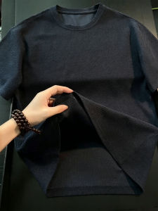 LIUBU | Gray Breathable Icy Silk Texture Short Sleeve T-shirt