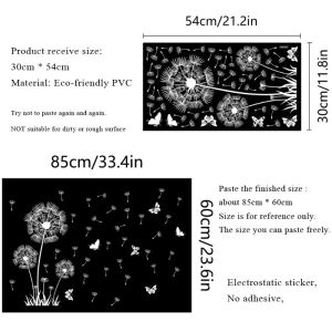 1 Pcs Dandelion Butterfly Electrostatic Wall Sticker Double Sided Glass Window Decal Removable Home Interior Decor Wallpaper