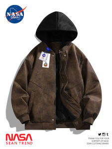 Wassup Panda Mens Biker Jacket Hooded Leather Coat Casual Versatile Loose Fit Spring Autumn Trendy Outerwear Windproof Zipper