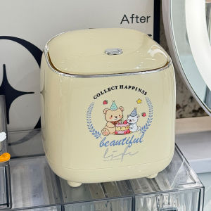 Cute Small Desktop Trash Can Press Type Waste Paper Basket for Living Room Office Dormitory High Aesthetic Value Storage Bucket
