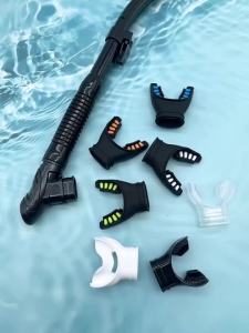 diving silicone w/ color tab replacement regulator snorkel fit mouth piece Bite mouth silicone respirator tube accessories