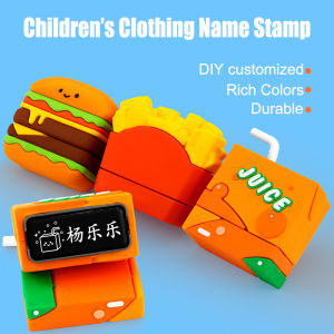 Customized Rubber Name Stamp For Kids Fabric Name Stamp For Clothes Food Series Cartoon Design Students Name Seal Kindergarten Clothes Waterproof Name Chop Can Make Own Design