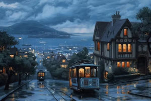 500/1000 PCS Jigsaw Puzzle San Francisco Cable Cars in the Rainy Night Diy for Adults Beginners Gifts Home Decoration Games