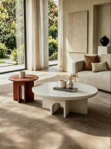 Natural Luxury Stone Circular Contrast Color Mother-Child Combination Zen Style Coffee Table