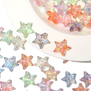 4Pcs 24mm Acrylic Transparent Colorful Star Beads For Handmade Bracelet Earrings Necklace DIY Parts Jewelry Findings