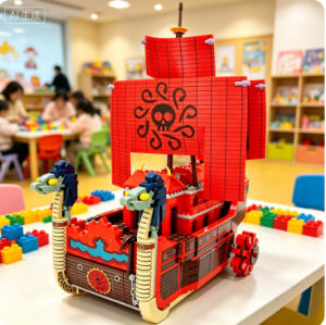 Hot Toys | Red Animal Model Sailboat Building Block Toys Suitable for Childrens Birthdays and Christmas Gifts