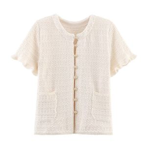 2025 Women Knit Dress Set Slim Single-breasted T Shirt +Texture Solid Patchwork Long Skirt Summer Elegant Matching Set