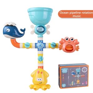 Baby Bath Toy Suction Cup Water Spinner & Pipe Set Shower Faucet Spray Toy for Toddlers Educational Bath Time Fun Sensory Play