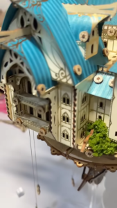 HowCat Angel Blue Fantasy Steam Castle DIY Wooden Puzzle (S0179E) 3D Wooden & Paper Puzzle