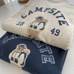 2023 New Arrival Spring and Autumn Genuine Goods Big Brand Export Chic Younger Pullover Female New Autumn Embroider Bear Tops