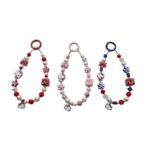 ลูกปัดวาดด้วยมือลายการ์ตูน KT โซ่ตกแต่งกระเป๋าพวงกุญแจอเนกประสงค์รถของขวัญปีใหม่ห่วงแขวนเคสโทรศัพท์