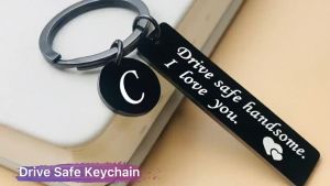 Fashion Stainless Steel Drive Safe Keychain 26 Letters Father Husband Wife Valentines Day Gift