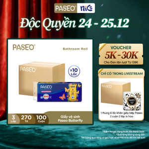 [DEAL SỐC BLACKFRIDAY] Thùng 10 Lốc Giấy Vệ Sinh Paseo 10 Cuộn 3 Lớp Mềm Mịn Tan Được Trong Nước - Không Gây Tắc Nghẽn