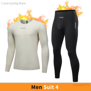 WOSAWE | WOSAWE Autumn/Winter Cycling Clothing for Men Fleece Cycling Sets Long Sleeve Jersey Fitness Long Johns Bicycle Underwear Set