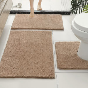 พรมปูพื้นห้องน้ํารูปตัวยู พรมกันลื่นดูดซับในห้องอาบน้ํา ห้องน้ําพร้อมพรมเท้าหนา พรมห้องน้ําชุดสามชิ้น