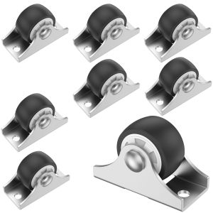 8PCS 1inch Furniture Straight Wheel Directional Casters Load-Bearing 8kg Silent Soft Rubber Drawer Caster for Cupboard Cabinet