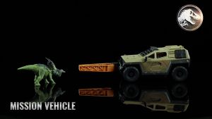 Jurassic World Truck & Dinosaur Action Figure Toy with Flip Roll Feature Mission Mayhem Destruction Vehicle