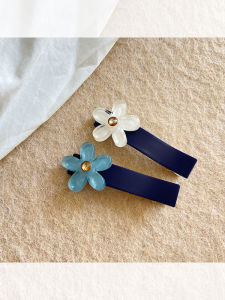 กิ๊บติดผมรูปปากเป็ดสีฟ้าดอกไม้สไตล์เกาหลีสำหรับผู้หญิงวัยรุ่น ตกแต่งผมด้านข้าง กิ๊บติดผมรูปดอกไม้สำหรับผู้หญิงวัยรุ่น