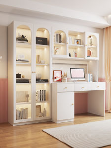 PAMEDI | Cream Style Practical Wooden Study Desk Bookshelf Combo