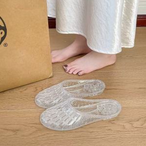 JIFANPAUL | Soft Transparent Half-slide Sandals Flat