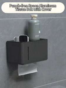 YissTiee Bathroom Aluminum Tissue Box Multifunctional Dual-Purpose Tissue Box Grey