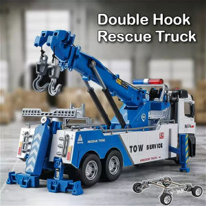 1:18 Double Hook Rescue Truck Alloy Sanitation Vehicle Model Toy Diecast Car Doors Opened Sound Light Models Childrens Toy Gift