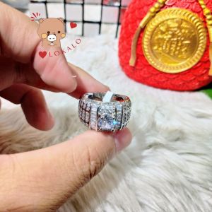 (Có Video) Nhẫn Nam Mạ Bạch Kim Đính Xoàn Cao Cấp - Đeo Như Đại Gia - Lokalo 20922