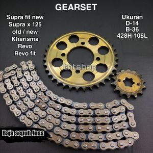 Gearset Girset gear gir set paket Vixion CBR Megapro Supra Jupiter R15 KLX gigi tarik rantai roda