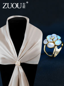 New 2025 Square Scarf Buckle Multi-Functional Fixed Scarf Sash Knot High-End Chest Flower Accessory Fashionable Korean Style
