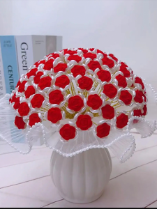 Handmade DIY Romantic Flocking Rose Material Package Beaded Lotus Leaf Bottle TikTok Decoration Bouquet Decoration Teachers Day