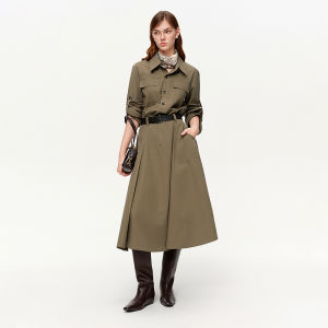 DUSHU | Workwear Style Illusion Two-Piece Shirt Dress
