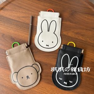 Cute Miffy Rabbit PU Leather Snack Bag Earphone Coin Document Medicine Small Object Storage Bag Hanging Cartoon Anime Pattern