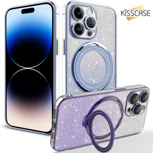 Kisscase Cho Iphone15promax Khung Trường Hợp Gradient Long Lanh Chủ Cho Magsafe Không Dây Sạc Trường Hợp Với Ống Kính Phim Chống Sốc Bìa Cho Apple15 14 13 12 11