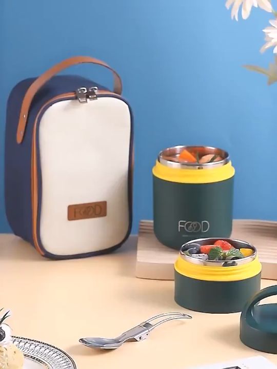 304 Stainless Steel Vacuum Thermal child Lunch Box Insulated Lunch Bag Food  Warmer Soup Cup Thermos Containers