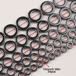 Natural Black Hematite Stone Beads 8-16mm Round & Hollow Circle Shapes For Diy Jewelry Making Bracelets Necklaces Craft Supplies