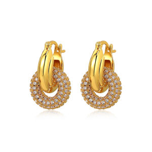 Gold Plated Diamond Embedded Metal Earrings Women's High End Vintage Luxury Sensation Ear Cuff Elegant Fashion Jewelry