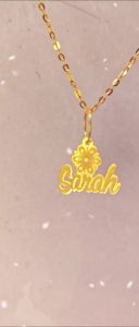 916 Gold Custom Name Pendant  - Elegant Floral 1.5cm 0.3g ± (Laser Mark)