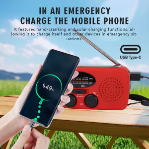 FM AM WB NOAA Multifunctional Solar Hand Crank Radio Weather Radio 2000mAh USB Charging Emergency LED Flashlight Power Ban