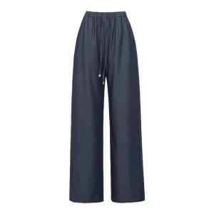 ESE·Y | Deep Blue Slim Wide Leg Pants Womens Denim Style High Waist Drapey Casual Straight Leg Trousers Fall New Arrival ESE Y