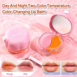 Day and night two-color temperature color-changing lip balm Fade Lip Lines Anti Aging Moisturising Nourishing Long-Lasting Color